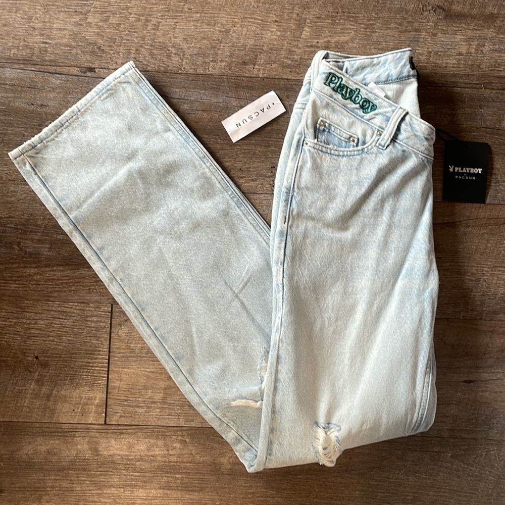 NWT Playboy by Pacsun ripped denim embroidered jeans